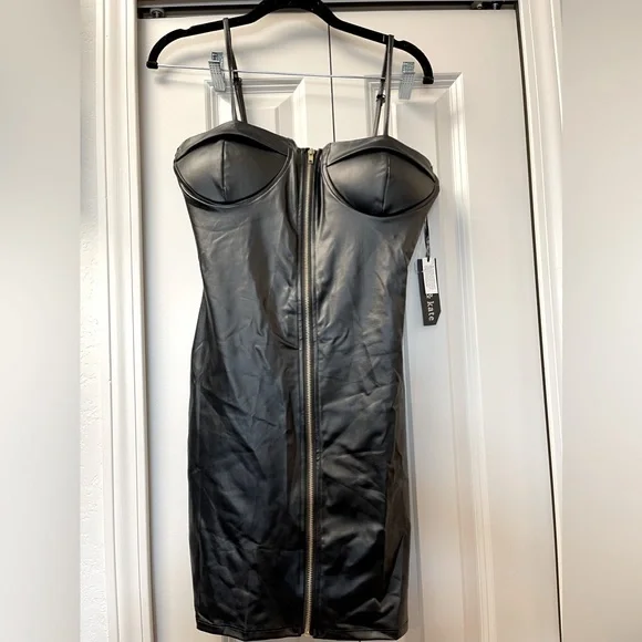 Dresses | Leather Zip Up Dress | Poshmark